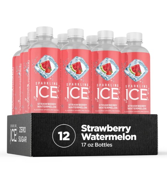 Sparkling Ice, Strawberry Watermelon Sparkling Water, Zero Sugar Flavored Water, with Vitamins and Antioxidants, Low Calorie Beverage, 17 fl oz Bottles (Pack of 12)