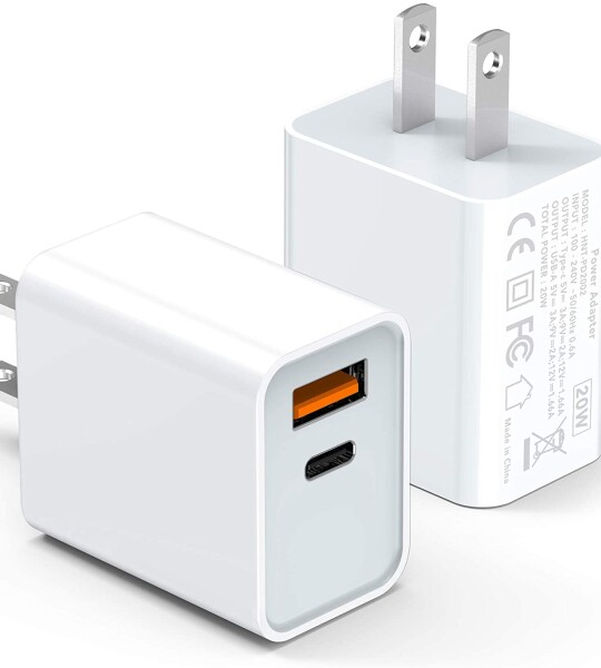 iPhone 13 12 Fast Charger, 2-Pack 20W USB C Wall Charger, Dual Port PD Power Delivery Fast Charge Block Plug for iPhone