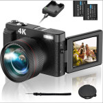 4K Digital Camera Camcorder, WiFi 48MP 60FPS Video Camera with 180° Flip Scree