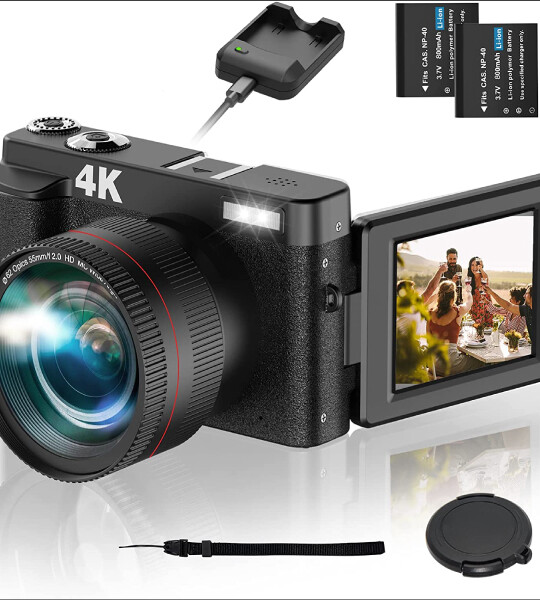 4K Digital Camera Camcorder, WiFi 48MP 60FPS Video Camera with 180° Flip Scree
