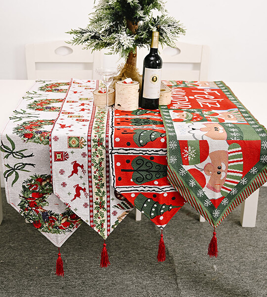 Christmas decorative products knitted cloth table flag creative Christmas tablecloth table decoration.