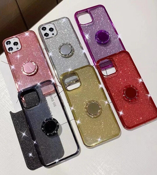 Diamond Case for iPhone 11 Pro Max XS Max XR X,Glitter Bling Ring Kickstand For iPhone 12 7 8 Plus X