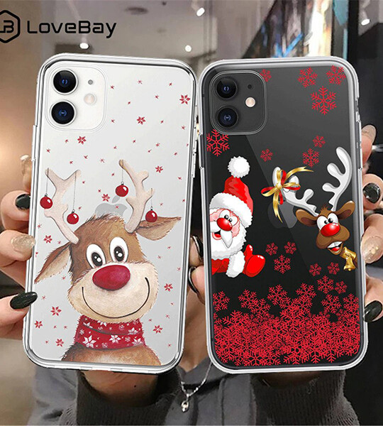 Christmas Elk Snow Santa Cartoon Phone Case For iPhone 11 12 13 Mini Pro Max X XR XS Max 8 7 6 Plus SE 2020.