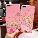 Pink Screen Protector Anime Phone Case For iPhone 13 12 Mini 11 Pro Max X XS MAX XR 6 6s 7 8 Plus For TPU Back Cover.