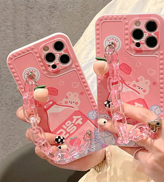 Pendant Chain Phone Case For iphone 12 11 Pro XS Max 7 8 plus X XR SE Cartoon Bear Silicone Cases.