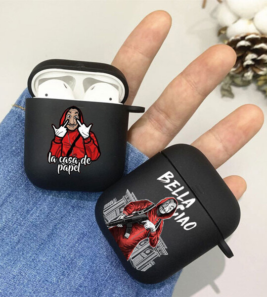 Money Heist House Paper La Casa de papel matte Black Silicone Earphone Accessories Cover For Apple airpods Cases 1 2.