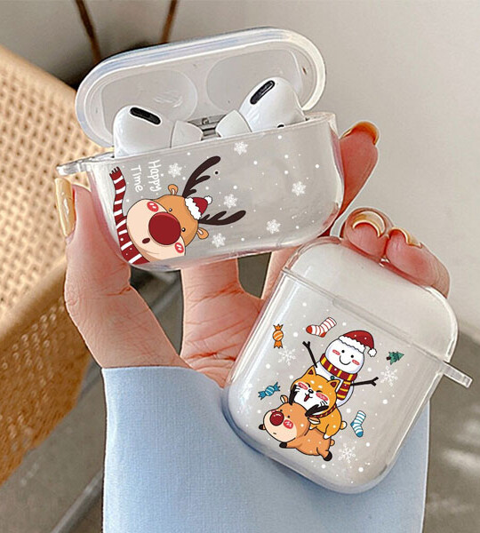 Airpods 1 2 Earphone Coque Christmas Fundas Clear Case Covers Earpods For Apple Airpod 1 2 Box New Year Gift.