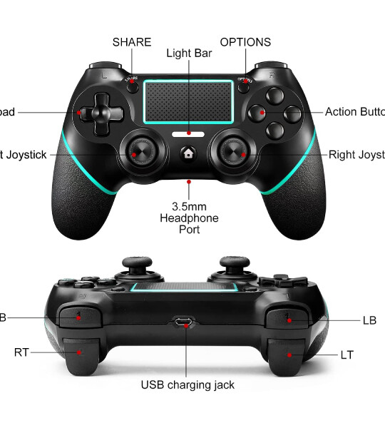 Wireless Game Controller Compatible with PS4  Motion Motors Blue