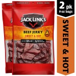 Jack Link’s Beef Jerky, Sweet & Hot, (2) 9 Oz Bags – Great Everyday Snack, 9g of Protein and 80 Calories, Made with Prem