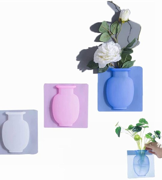Removable Silicone Flower Vase Magic Silicone Vase Sticker  Rubber Silicone Floret Pots Bottle for Glass