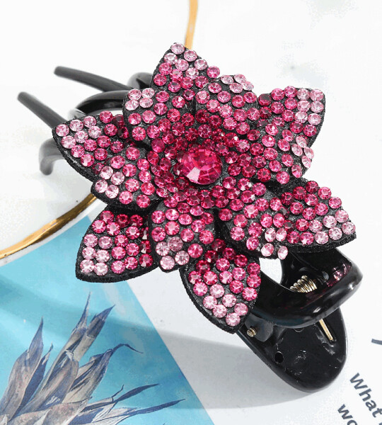 Shiny Rhinestone Flower Hair Clips for Women