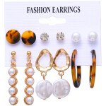 Pearl Tassel Earrings for Women Boho Geometric Heart Crystal Earrings Set