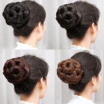 Natural chignon fake hair bun donut clip in high temperature fiber hair extension for woman