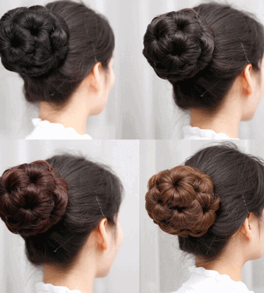 Natural chignon fake hair bun donut clip in high temperature fiber hair extension for woman