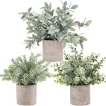 Mini Potted Fake Plants Artificial Plastic Eucalyptus Plants for Home Office Desk Room Decoration
