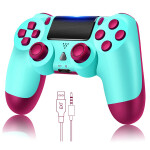 Wireless Remote Controller Compatible for PS4 Console with Two Motors and Charging Cable