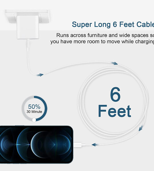 USB C Fast Charger with 6FT USB C to Lightning Cable Compatible with iPhone & iPad AirPods Pro