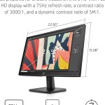 HP V222vb FHD Monitor, 1080p VA Display, 75Hz Refresh Rate, 21.5-inch Computer Screen, TÜV Certified Low Blue Light Mode