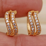 Trendy Fashion Jewelry Zircon Earrings Spiral Pattern Wedding Party
