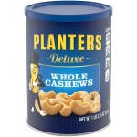 PLANTERS Deluxe Whole Cashews, 18.25 oz. Resealable Jar - Wholesome Snack Roasted in Peanut Oil with Sea Salt - Nutrient