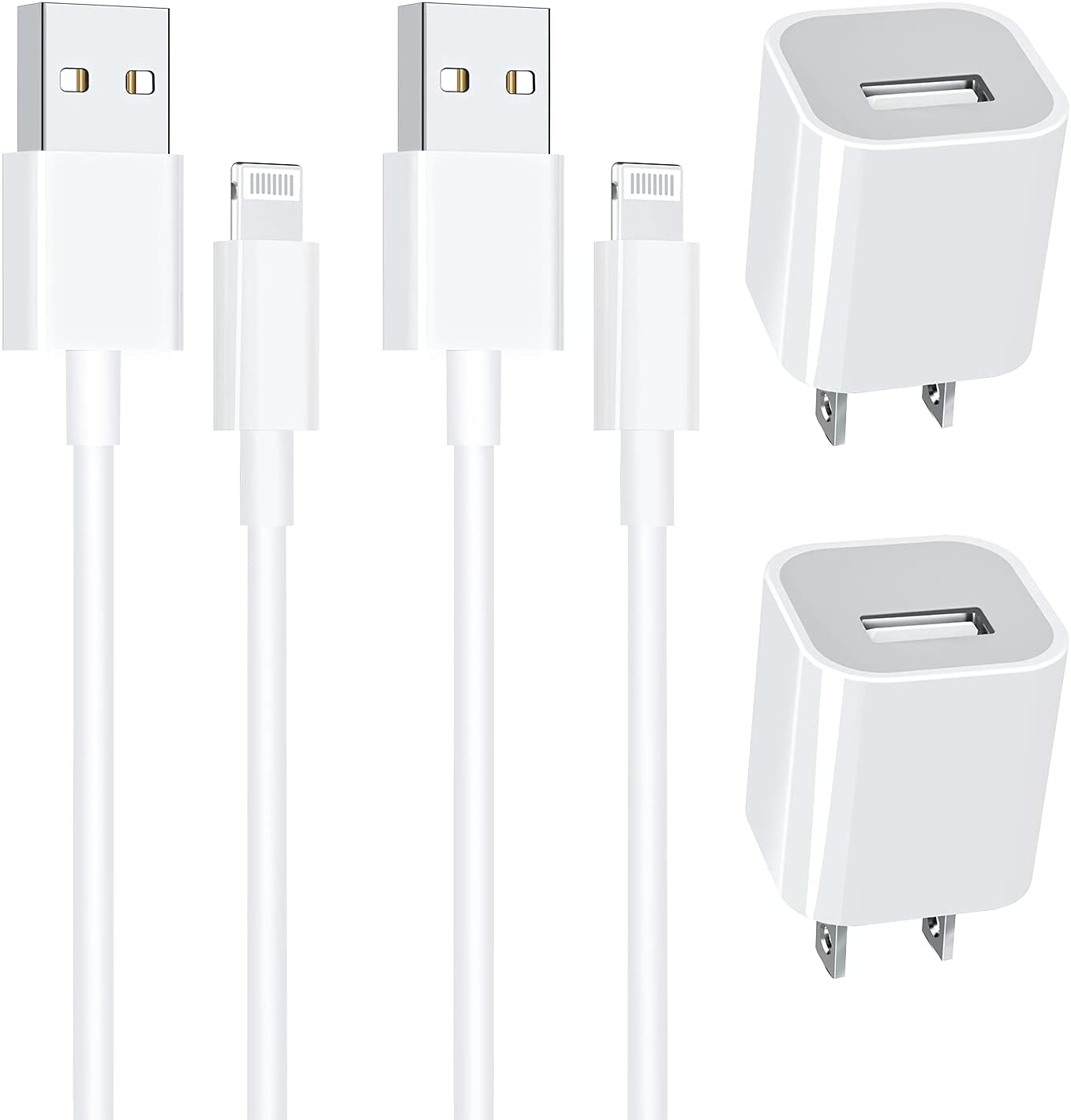 [Apple MFi Certified] iPhone Charger, Veetone 2 Pack USB Power Wall Fast Charger Travel Plug with Lightning to USB Quick