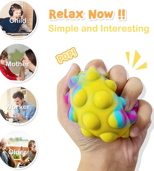 Pop Fidget Ball Popper Its Toys, Pop Ball It Fidget Toy Food Grade Silicone Sensory Toys Stress Balls for Kids