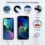 iPhone Fast Car Charger 38W Adapter with 2Pack x 3ft Lightning Cables