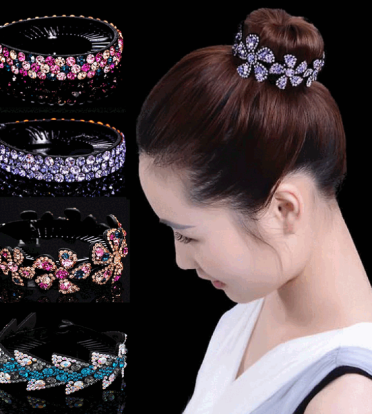 Women Hair Claws Headwear Rhinestone Flower Hairpin Bird Nest Floral Clip Meatball Hair Accessories