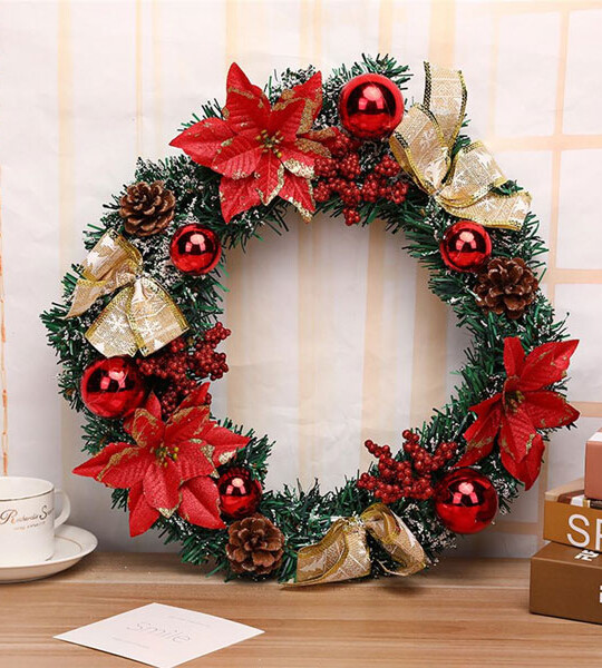 Christmas Wreath Handmade Rattan Pendant Garland Shopping Mall Door Decoration Advent Wreath guirnalda navidad.