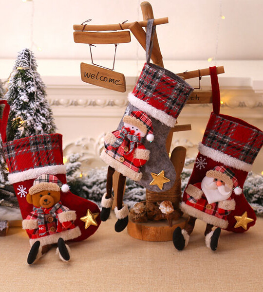 Christmas Stocking Sack Xmas Kids Gifts Candy Bag Christmas Decorations for Home Cloth Sock Christmas Tree Decor.