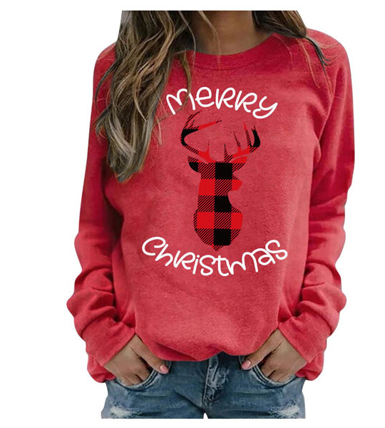 Oversized Streetwear Hoodies Chirstmas Print Sweatshirt Women Fall Winter Long Sleeve Loose Casual Tee Tops .