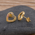 Tiny Elegant Eternity Gold Stud Earrings Jewelry For Women