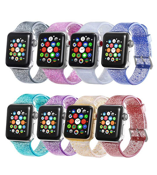 Apple Watch band 40mm 44mm iWatch 38mm 42mm Bling silicone watchband bracelet Apple watch 4 3 5 se 6.