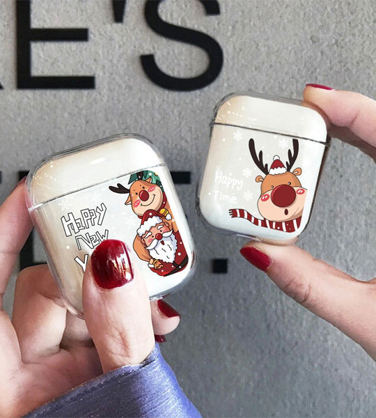 Airpods 1 2 Earphone Coque Christmas Fundas Clear Case Covers Earpods For Apple Airpod 1 2 Box New Year Gift.