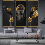 Woman Holding Gold Jewelry Picture Wall Art Canvas Painting Prints For Home Decor