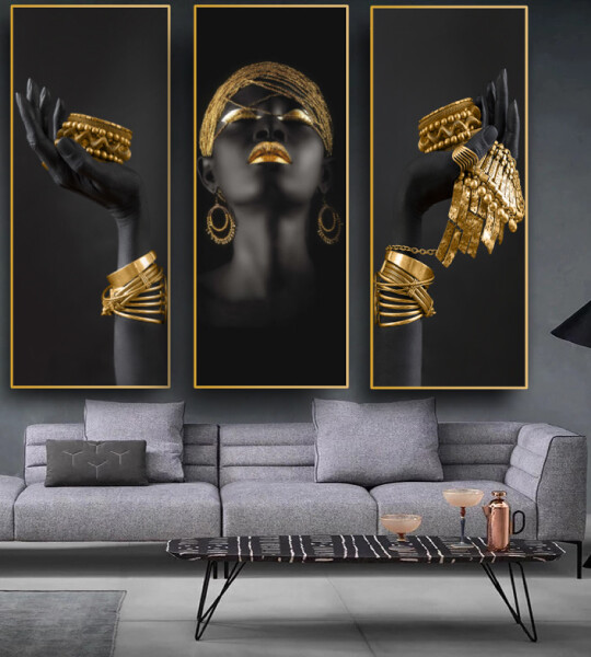 Woman Holding Gold Jewelry Picture Wall Art Canvas Painting Prints For Home Decor