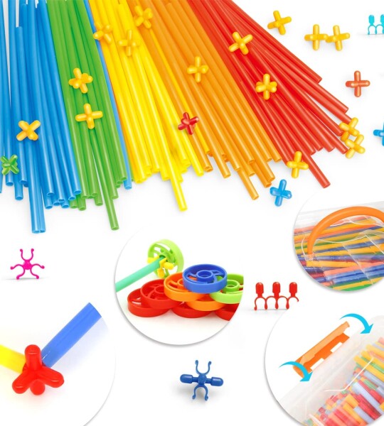 Straw Constructor Toys  Straw Toy Interlocking Plastic Educational Toy Kit for Kids Toy for Boys and Girls