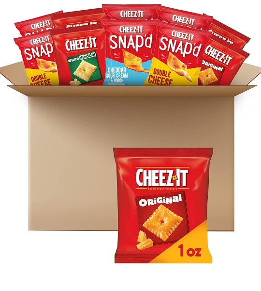 Cheez-It Baked Snack Cheese Crackers, 4 Flavor Variety Pack, School Lunch Snacks, Single Serve Bag (42 Bags)