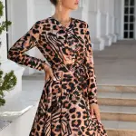 Summer Printing Long Sleeve Big Hem Dress.
