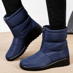 Solid Color Casual Winter Zipper Warm Plush Snow Boots For Women