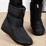 Solid Color Casual Winter Zipper Warm Plush Snow Boots For Women