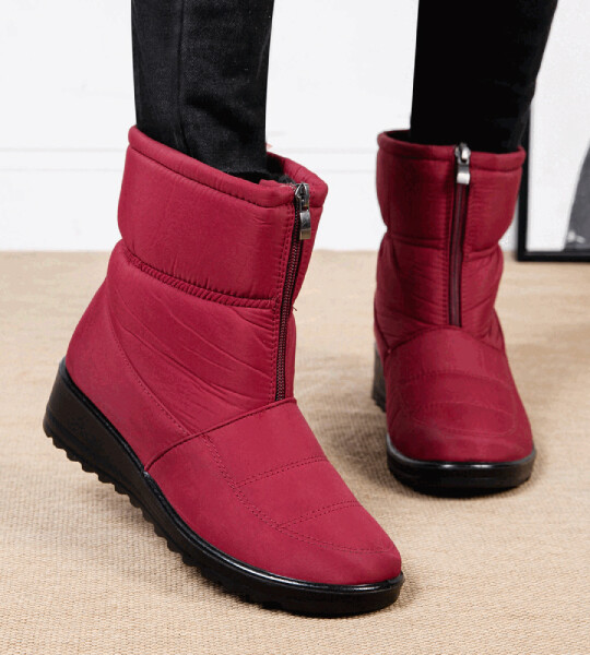 Solid Color Casual Winter Zipper Warm Plush Snow Boots For Women