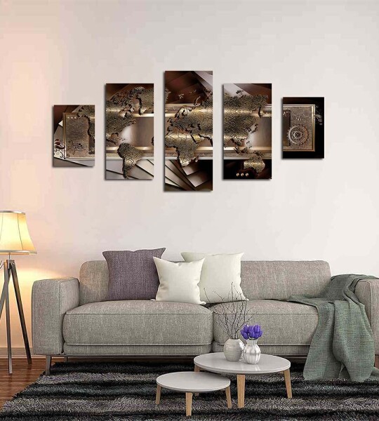 World Map Brown Wall Art Canvas Print Artwork for Home Decoration