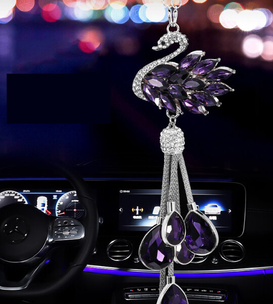 Bling Bling Diamond Car Hanging Accessories Crystal Swan Car Charms for Rear View Mirror Accessories