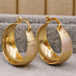 Trendy Round Hoop Earrings Gold Plated Copper for Women Eardrop Fashion Jewelry Accessories