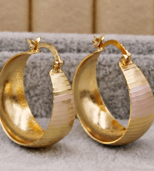 Trendy Round Hoop Earrings Gold Plated Copper for Women Eardrop Fashion Jewelry Accessories