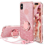 Diamond Case for iPhone 11 Pro Max XS Max XR X,Glitter Bling Ring Kickstand For iPhone 12 7 8 Plus X