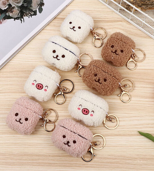 Earphone Case Cute Silicone Headphone Box Lovely Cartoon Earphone Protector Fur Cover For Apple Airpods 1 2 Pro.