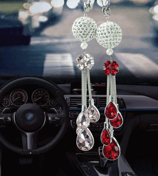 Car Rearview Mirror Pendant, Crystal Ball Hanging Ornaments For Car Decoration