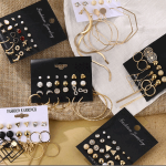 Vintage Gold Geometric Round Earrings Set For Women Fashion